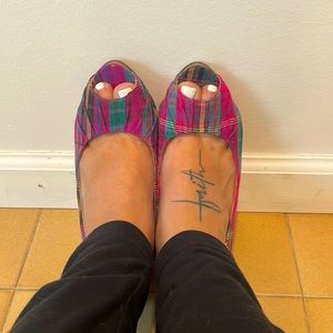 Candie’s Multi-colored Peep-Toe Pumps 8.5